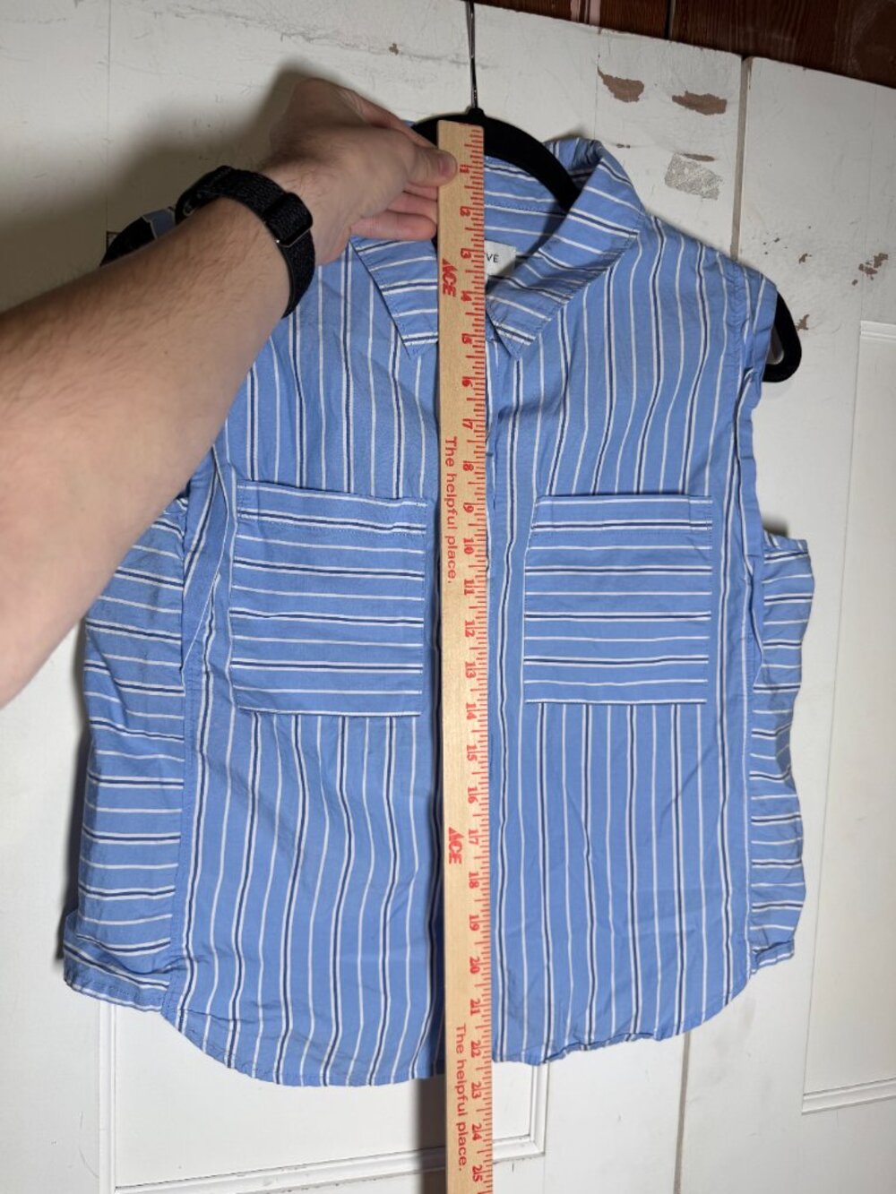 EVEREVE Ella Stripe Mix Top Sleeveless Button Front Blue and White Size Small - Picture 4 of 7